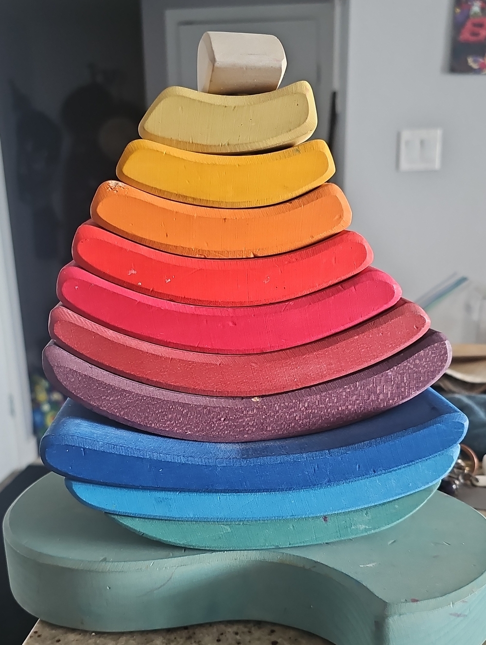 Grimms Wooden Sailboat Stacker - Multicolor